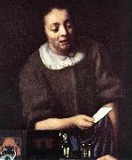 VERMEER VAN DELFT, Jan Lady with Her Maidservant Holding a Letter (detail)er oil